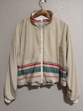 NEW Vintage Tail Jacket Full Zip Tennis Pickleball Windbreaker 90s Preppy Beige